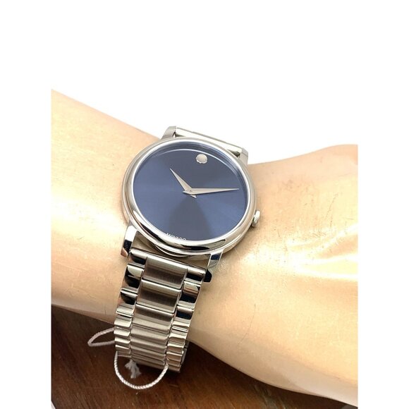 Movado Men's Watch 2100015 Museum Blue Dial Swiss Quartz Stainless Steel 39mm - Picture 6 of 14